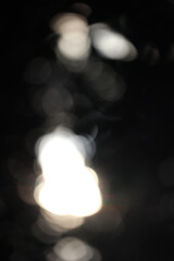 Defocused,Abstract Dark Bokeh Background with Bright White Light Glare