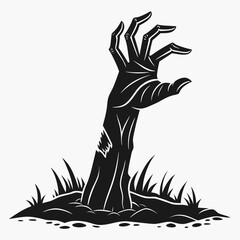 Black zombie hand rising from ground vector icon 3