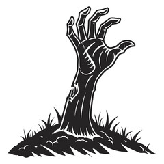 Black zombie hand rising from ground vector icon