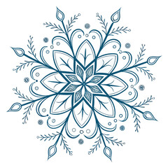 Blue snowflake mandala pattern vector graphic icon