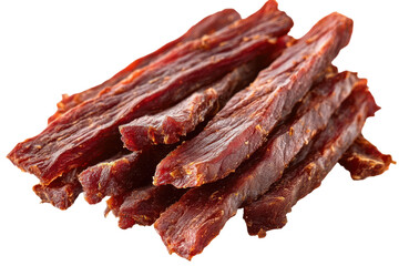 Fresh jerky strips prepared and ready for snacking or cooking in a transparent setting