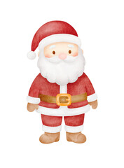 Watercolor cute Santa Claus in a red suit. Isolated Christmas element on a transparent background