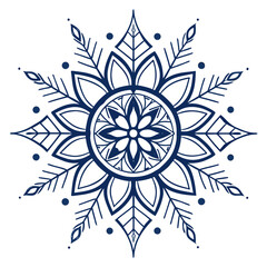 Dark blue snowflake mandala geometric pattern vector 1