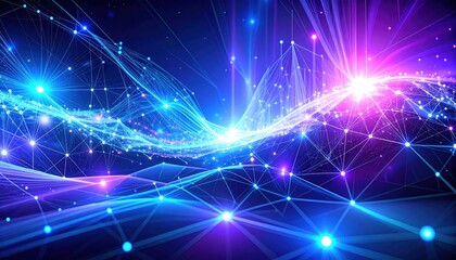 Fototapeta premium Digital network abstract design with glowing lines and connections