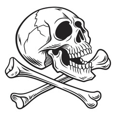 Black and white skull and crossbones graphic pirate 1