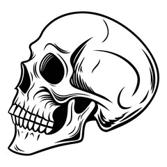 Black silhouette human skull with hollow eyes vector 1