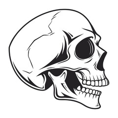 Black silhouette human skull vector graphic hollow eyes