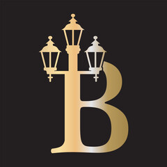 Light Logo combine with letter B vector template