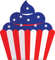Patriotic USA Cupcake Vector | American Independence Day Dessert Design
