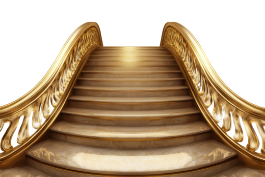 Golden staircase represents the journey toward success in business and achievement in life with a luxurious design