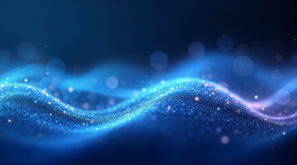 Futuristic glowing digital wave with data lines and particles