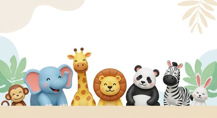 Illustration of cute animal cartoon character isolated on white background for kids