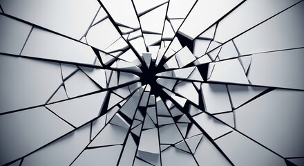 Obraz premium Modern abstract shattered geometric design, perfect for backgrounds, futuristic presentations, or conceptual art projects, adding depth and visual impact to any creative endeavor