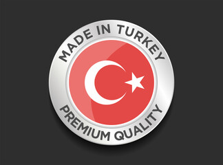 Made in the Turkey labels icon, made in the Turkey logo, Turkey flag , Turkey product emblem, Vector illustration