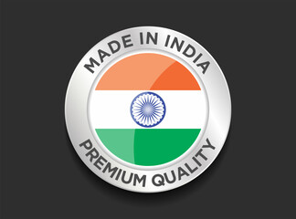 Made in the India labels icon, made in the India logo, India flag , India product emblem