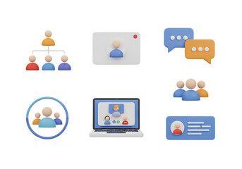 3d icons for team communication and organization isolated on a transparent background image