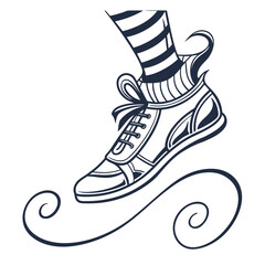 Black and white striped sock and shoe icon sock icon