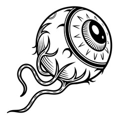 Black eyeball with tribal tendrils vector eyeball icon