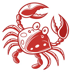 Cute red crab vector illustration with big eyes icon