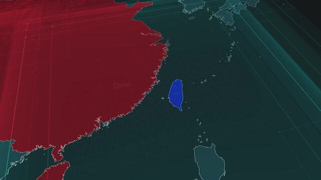 Zoom in to the map of Taiwan Strait with text, textless