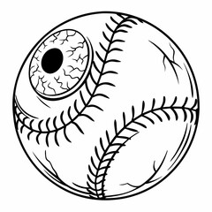Eyeball with baseball stitching icon black outline