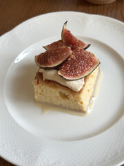 Close-Up Fig Pie Slice on White Plate