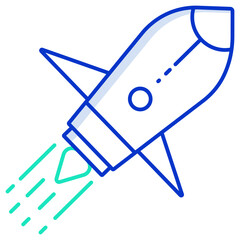 rocket outline color icon design