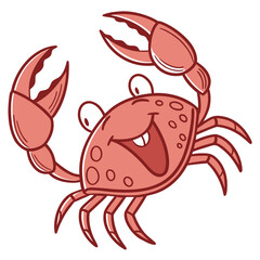 Cute red crab cartoon icon vector