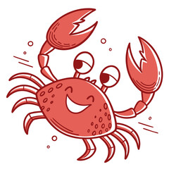 Cute red crab cartoon vector illustration icon