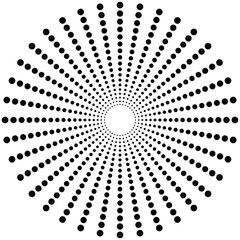 Abstract radial halftone dotted circle pattern &mdash; black and white geometric sunburst vector design &mdash; optical illusion concentric dots art &mdash; retro minimal futuristic mandala background texture concept 6