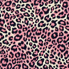 Pink leopard skin pattern featuring detailed fur background, suited for fashion design, stylish wallpaper, and camouflage.