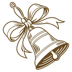 Brown bell with ribbon bow vector graphic bell icon