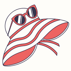 Summer hat and sunglasses icon graphic beach