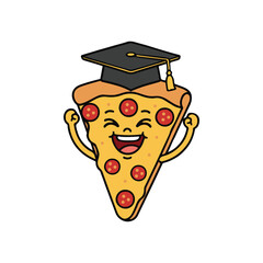 Graduate Pizza Slice Vector Illustration