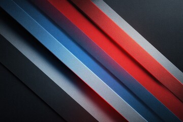 Fototapeta premium Abstract Background with Diagonal Metallic Lines in Red, White, and Blue