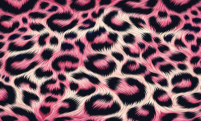 Pink leopard fur pattern background featuring bold animal skin, suited for textile projects, wallpaper, and camouflage background.