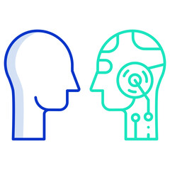 human to robot outline color icon design