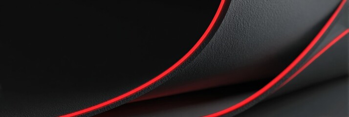 Curved Layers of Black Material With Striking Red Edges Create a Modern and Stylish Background Design Ideal for Various Uses