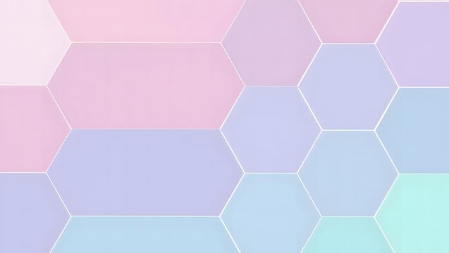 Pastel geometric background with hexagons and rectangles in soft pink, purple, blue, and green hues, creating a modern and calming abstract design