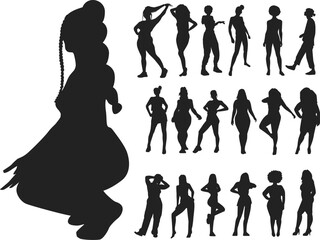 silhouettes of hot girls silhouetter design template 