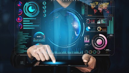 High-tech global network connection interface showing worldwide digital communication, data exchange, and internet connectivity. Global connection, data interaction, and worldwide communication. Thunk