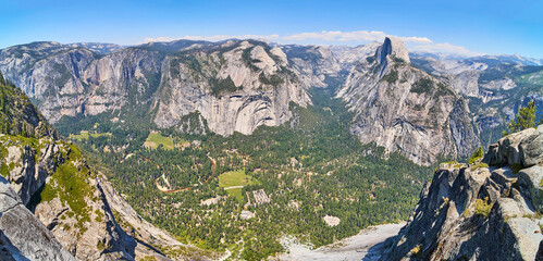 Panorama of Glacier Point and Half Dome in Yosemite National Park California