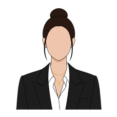 Professional woman avatar with sleek bun and blazer, ideal for business profiles and modern presentations, embodying elegance and corporate style effortlessly