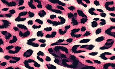 Fashionable pink leopard skin pattern with luxury fur texture, ideal for fabric, fashion design, wallpaper, and exotic camouflage background.