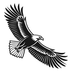 Black eagle in flight flat graphic bird flying