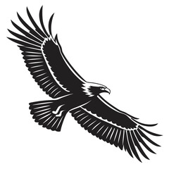 Black eagle in flight graphic symbol bird flying