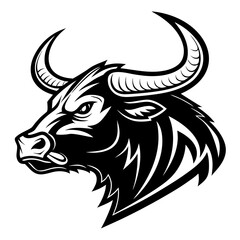 Black bull head with horns logo graphic vector