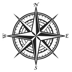 Black compass rose vector logo on white background