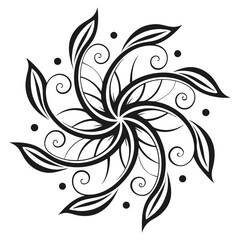 Black abstract spiral flower graphic design white background