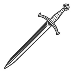 Black medieval sword silhouette on white background 1